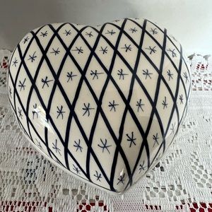 Hand painted large heart shape trinket box made in Portugal
